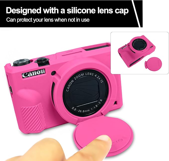Easy Hood Camera Case Cover for Canon Powershot G7X Mark III Camera(Rose) | With Removable Lens Cover,Soft Silicone Protective Case,Anti-Scratch,Slim Fit,Enhanced Grip,Lightweight Camera Accessories - Image 4