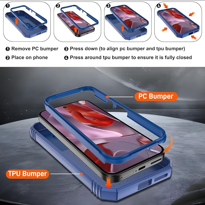 Gritup for Pixel 9A Case Military-Grade Shockproof with Kickstand, Blue | with 2 PCS Screen Protector, Slide Camera Cover, Heavy Duty Outdoor Protection Full Body Funda para Google 9 A Phone Cover - Image 3
