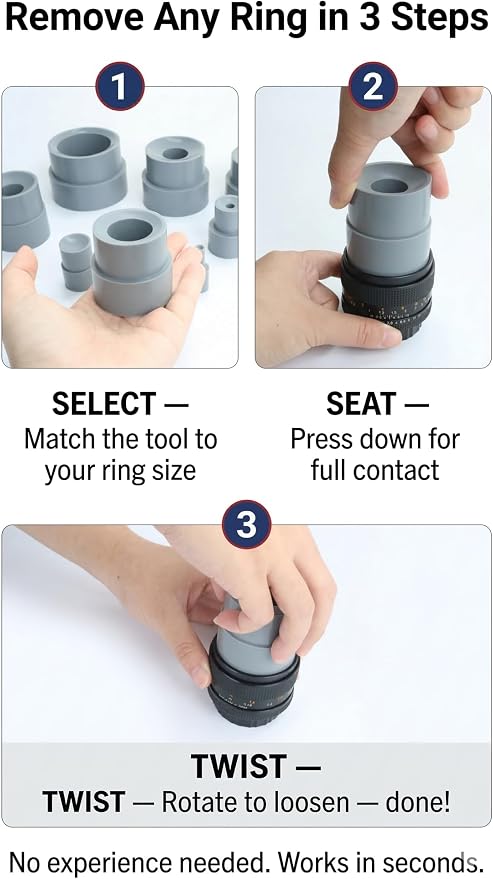 Camera Lens Repair Tool Kit (8-83mm) – 9-Piece Rubber Lens Ring Remover & Filter Wrench Set – Friction Grip Spanner for DSLR, Vintage Lens & Fungus Removal – Non-Marring Opener - Image 3