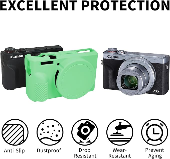 Easy Hood Camera Case Cover for Canon Powershot G7X Mark III(Turquoise) | With Removable Lens Cover,Soft Silicone Protective Case,Anti-Scratch,Slim Fit,Enhanced Grip,Lightweight Camera Accessories - Image 2