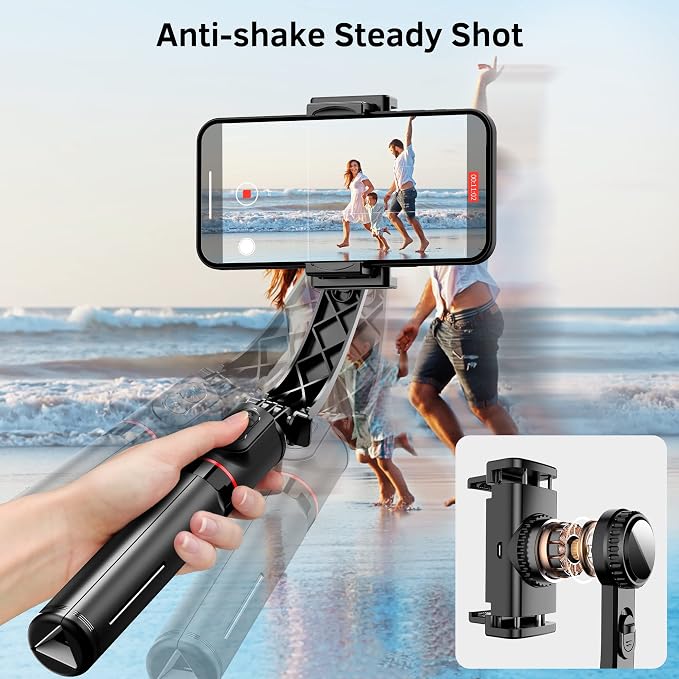 Smartphone Gimbal Stabilizer with Remote, Aluminum Extendable Selfie Stick Tripod, 360° Automatic Rotation, Auto Balance for Live Video Recording, Vlogging, YouTube Compatible with iPhone and Android - Image 2