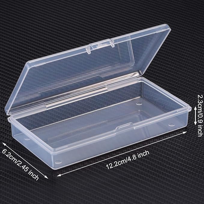 SATINIOR Pack of 12 Clear Plastic Bead Storage Containers with Hinged Lids for Beads and More (12.8 x 6.1 x 2.45 x 2.9 inches) - Image 2