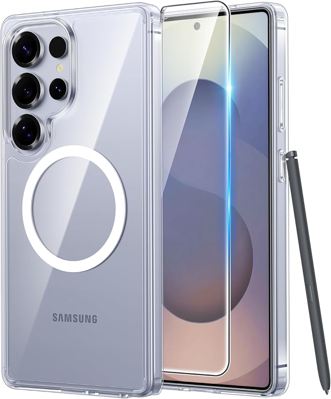 FNTCASE for Samsung Galaxy S25 Ultra Case Clear, Fit for Magsafe | Screen Protector, Anti Yellowing Magnetic Back, 14FT Military Grade Drop Protection, Shockproof Protective Phone Cover by FNTCASE