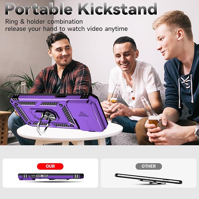 HNHYGETE for iPhone 15 Pro Case with HD Screen Protector: [Military Grade 20ft. Drop Tested] Ring Shockproof Protective Phone Case for - iPhone 15 Pro (Purple) - Image 6