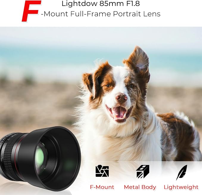F 85mm f1.8 Portrait Lens - MF for Nikon D850/D750/D500/D7500/D610/D5600/D7200/D7000/D3500/D3400/D3300/D3200/D3100/D5/D6/D810//D7100/D5300/D5100/D800 - Manual Focus DSLR Cameras Lenses(F-Mount) - Image 3