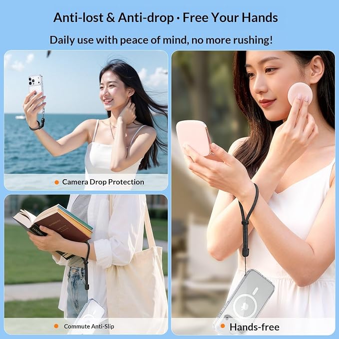 2 Pc Phone Wrist Strap Charm Anti-Lost Lanyard Hand Wristlet Finger Grip Strong Durable Adjustable for Women Men Universal for iPhone Camera Keychain USB Flash Drive Wallet ID Tag Grey Puple - Image 4