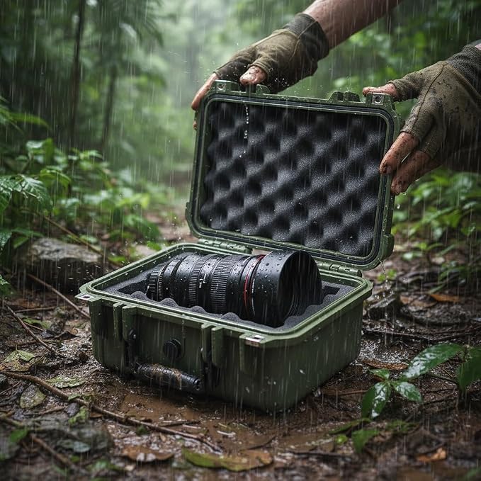 MEIJIA All Weather IP67 Waterproof Hard Camera Case,Hard Protective Case,Hard Case with Customizable Foam,Fit Use of Drones,Camera,Equipments,Pistols(Green,13.35 x11.63x5.98inches) - Image 3