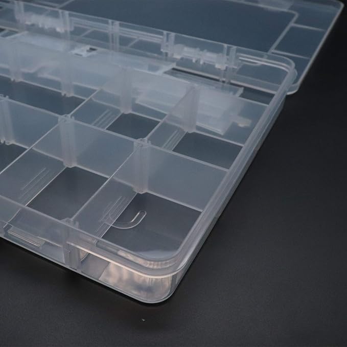 Xiaoyztan 18-Grid Clear Plastic Organizer with Adjustable Dividers | 18-grid clear organizer with adjustable dividers for jewelry, beads, tackle, and crafts - Image 3
