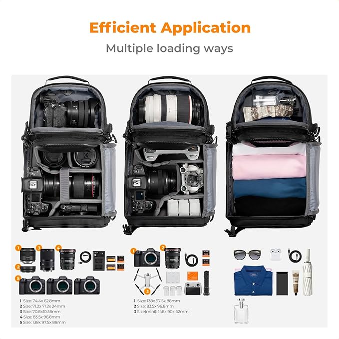 K&F CONCEPT Hardshell Camera Sling Bag, 10L EVA Case with Tripod Holder | EVA hardshell Camera Sling. Fits Mirrorless & Small DSLR. 5 Padded Dividers. Strap 33-43.7 in. Water & shock proof. - Image 4