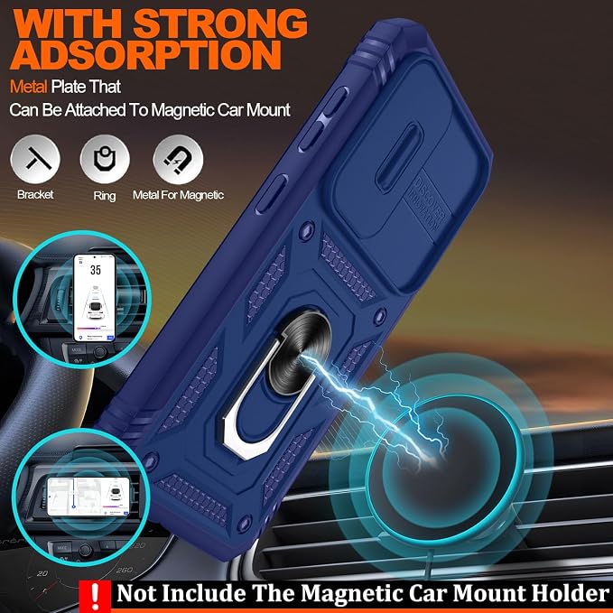 Fit for Samsung Galaxy S23+ Plus Case with Screen Protector*2, Build in 360° Rotating Ring Kickstand, Military Grade Protective Case for Samsung S23 Plus Phone, Blue - Image 6