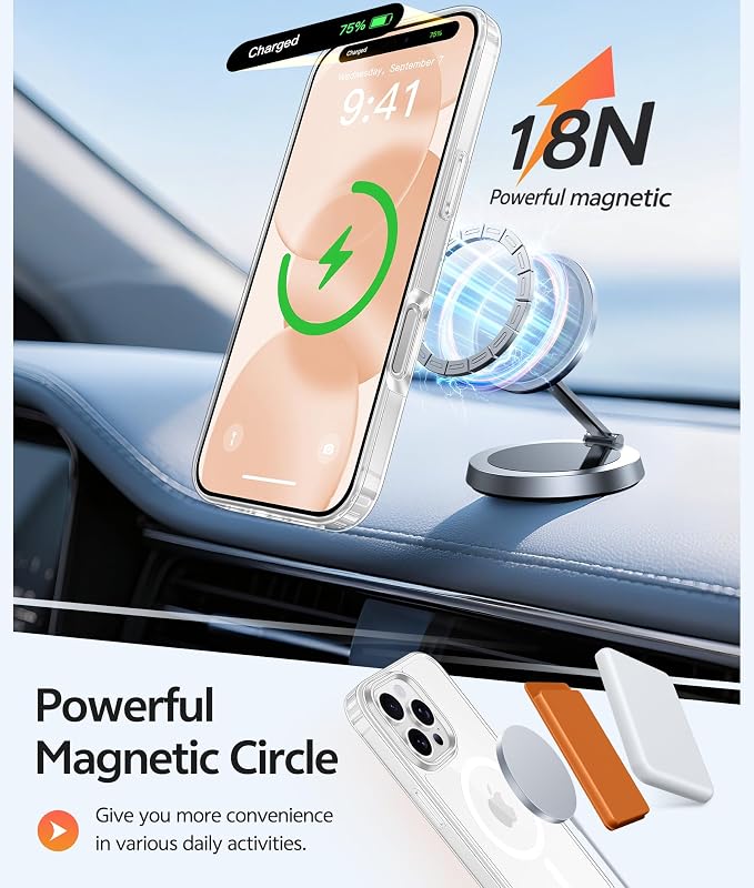 FNTCASE for iPhone 16 Pro Max Case, Fit for Magsafe, Glass Screen Protector | Anti Yellowing, Magnetic Phone Cases, 14FT Military Grade Drop Protection, Slim Shockproof Protective Cover, Clear - Image 3