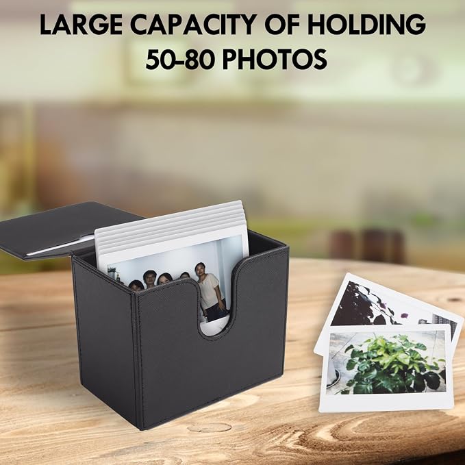 Photo Storage Box for Instax Wide/Polaroid Now+/I-Type/OneStep2 Instant Film, 3.5x4.25” Photo Holder fits for Fujifilm Instax Wide 400/300 Wide Picture Display - Black - Image 4