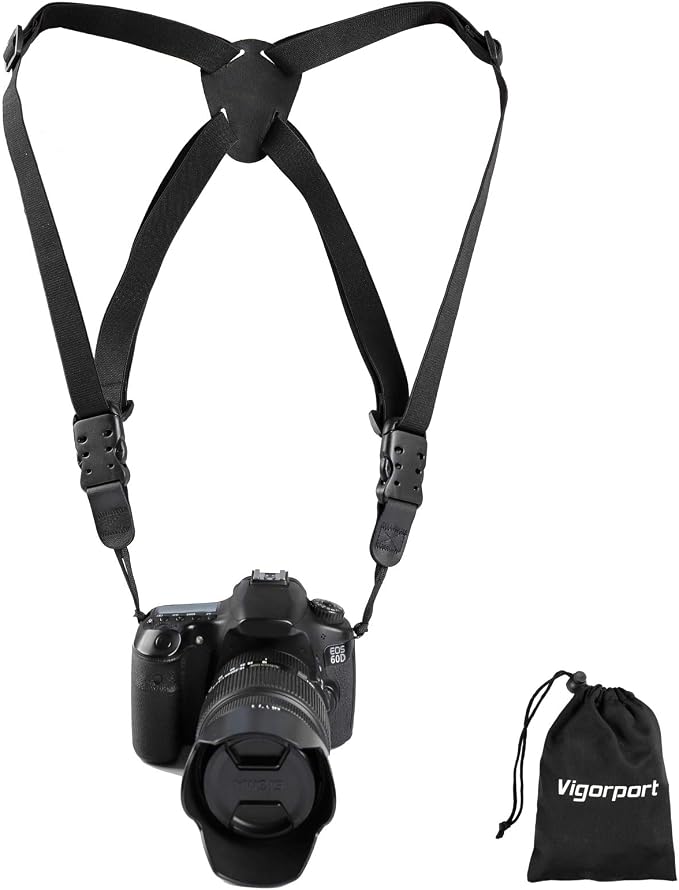 Vigorport Camera Strap, Cross Shoulder Straps, Quick Release Chest Harness | for Binoculars, Rangefinders, Harness Strap Compatible with Canon, Nikon, Sony and DSLR SLR Cameras by Vigorport