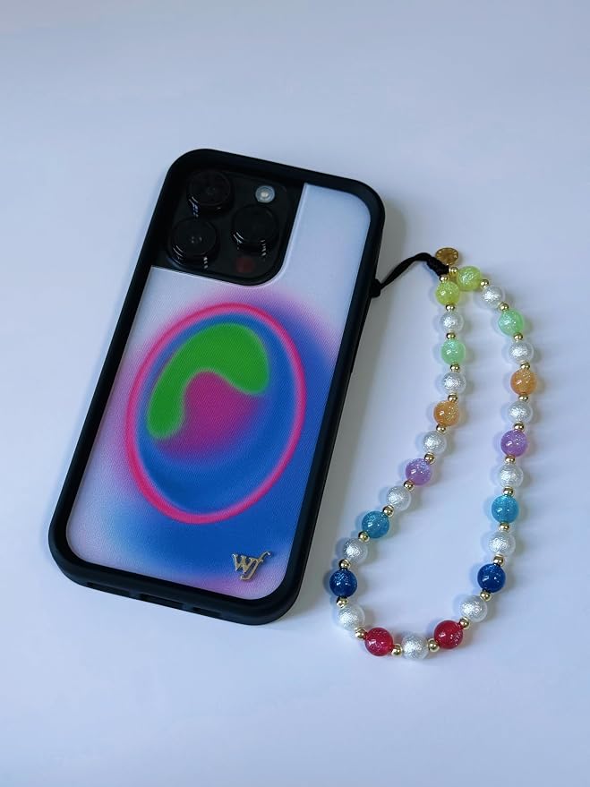 Drawwind Phone Charm Beaded Wristlet Strap Universal Cell Phone Lanyard Cute Bracelet Wrist Strap Beaded Chain String Handmade Accessories for Case Camera Bags (Rainbow Color) - Image 5