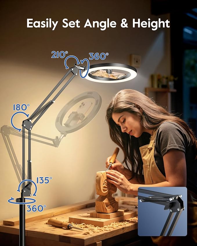 LUXSURE Ring Light Tripod for iPhone with Light, Overhead Phone Mount with Phone Holder, Adjustable Ring Light with Stand and iPhone Tripod for Video Recording,Cooking,Painting,TikTok,YouTube - Image 2