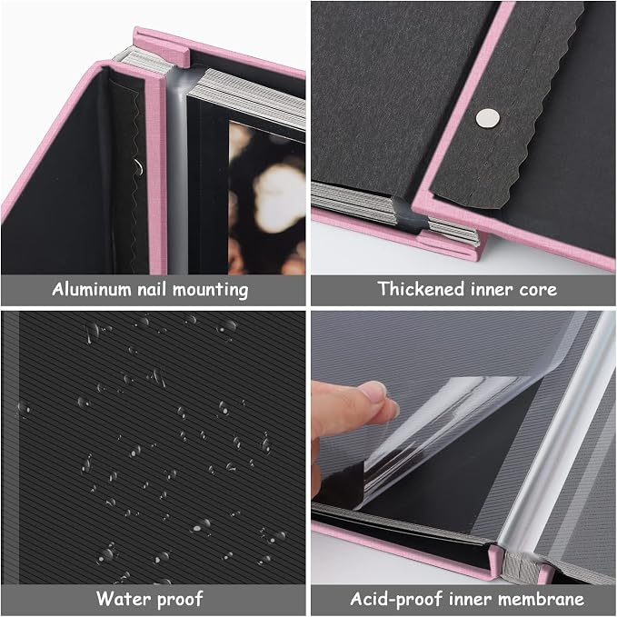 Zesthouse Photo Album Self Adhesive Pages, 60 Pages Magnetic Scrapbook Albums with Sticky Page, Photos Album Holds 8x10 & 5X7 & 4x6 & 6x8 & 3x5, Large Picture Book Ideal Gift for Family Wedding Baby - Image 5