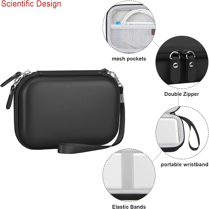 Elonbo Camera Carrying Case for KODAK Step Instant Smartphone Photo Printer | KODAK Step Portable Mini Color Wireless Mobile Printer Hard Travel Bag, Instant Color Picture Printer Storage Holder, Black - Image 4