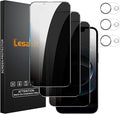 Lesakit 3+3 Pack Privacy Screen Protector for iPhone 16e 6.1-Inch with 3 Pack Camera Lens Protector, Anti Spy Tempered Glass Film 9H Hardness Bubble Free Case Friendly by Lesakit