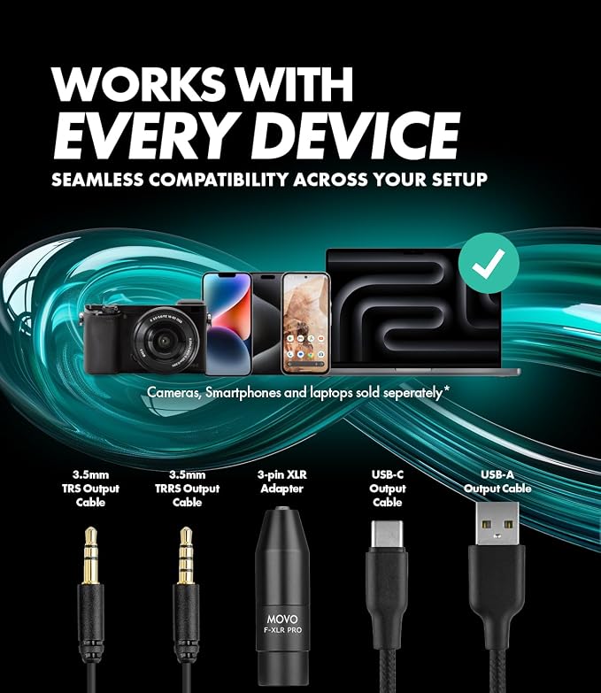 Movo X1 Supercardioid Shotgun Microphone - 3.5mm/XLR/USB-C Camera Mic for DSLR, Smartphones, and Computers - Professional Boom Microphone with Advanced Audio Controls, Tripod, and Accessories - Image 5