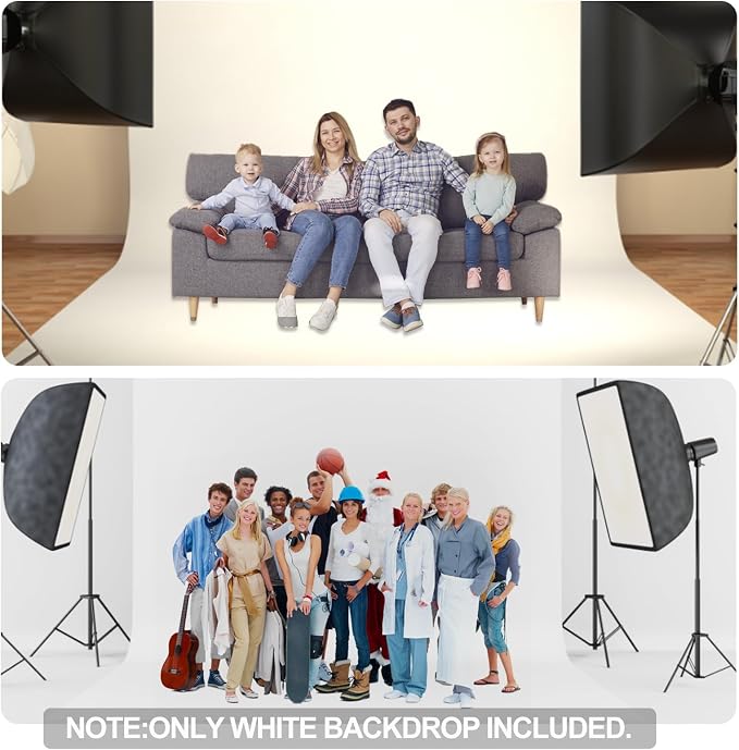 Hemmotop White Photo Backdrop Background 10x8ft | Polyester, Drapes Well, Rod Pocket for Easy Hanging, for Family Photoshoot, Wedding, Birthday, Graduation, Baby Shower - Image 8