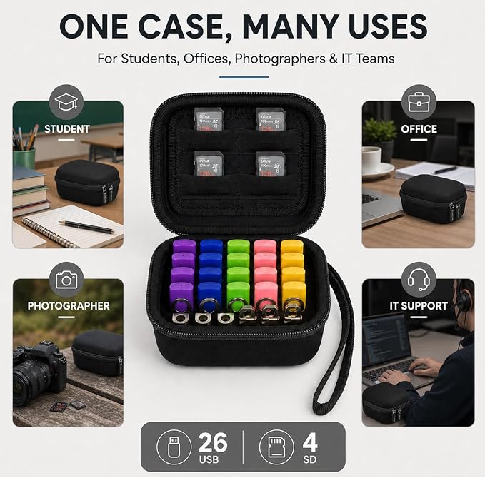 Comecase USB Flash Drive Case, Holds 26 USB Drives and 4 SD Cards - Image 8