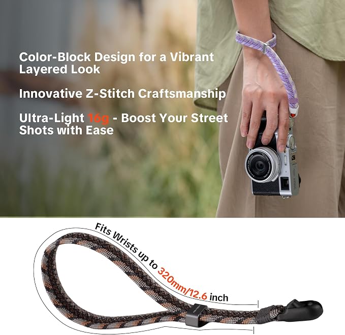 PGYTECH Rope Camera Wrist Strap Slim Trendy Style, Adjustable Quick Release | Camera Hand Strap for Fujifilm/Sony/Nikon/Canon Camera/Phone for Photographers, Anti-Drop, Holds 55.1lb, Twilight Black - Image 2