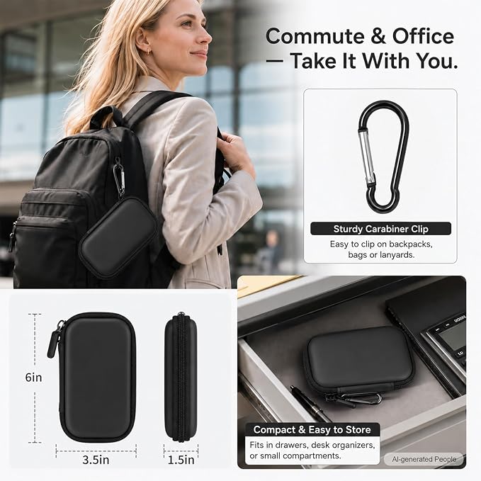 ALKOO Flash Drive Case USB Storage Case, Thumb Drive Holder, Holds 8, Black | Hard Shell, 8 Elastic Slots for USB Drives and SD/Memory Cards, Portable Travel and Office Organizer, Case Only, Black - Image 7