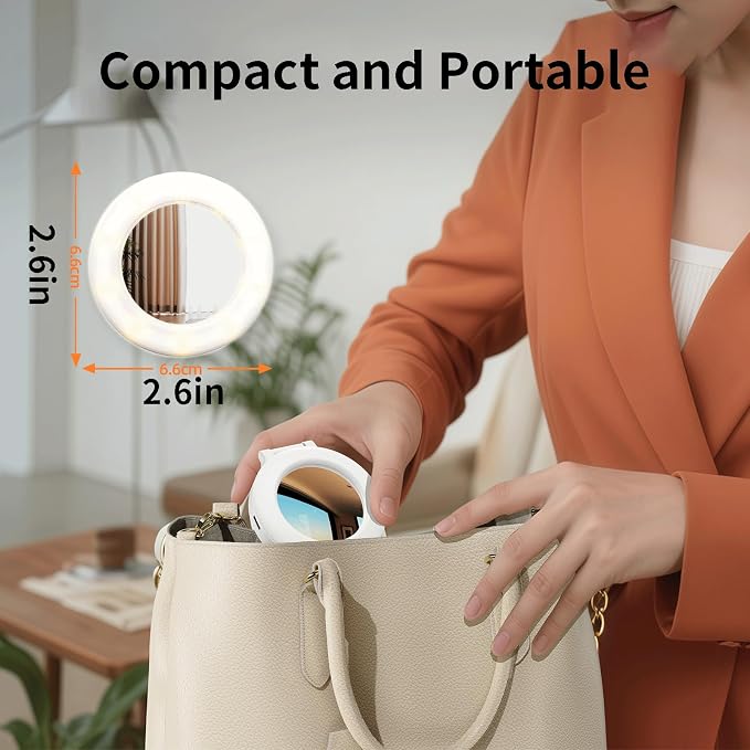 Portable Ring Light for Phone with Mirror, Rechargeable LED | Clip-On Selfie Light, 3 Colors 9 Brightness, for iPhone Laptop Webcam, Video Recording Vlogging Makeup, Content Creator - Image 8