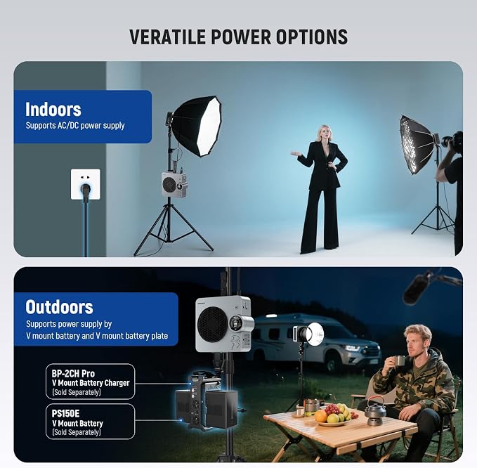 NEEWER HS200C Portable RGB LED Video Light, APP/2.4G/Panel/DMX Control, 280W 150000Lx 2500-7500K CRI95+ COB Continuous Output Lighting Bowens Spotlight for Video Recording Streaming Studio Photography - Image 7