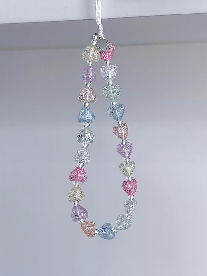 Drawwind Phone Charm Beaded Wristlet Strap Universal Cell Phone Lanyard Cute Bracelet Wrist Strap Beaded Chain String Handmade Accessories for Case Camera Bags (Hearts Galore) - Image 3