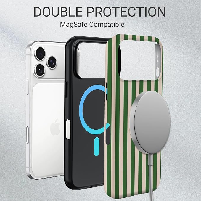 TPU Phone Case for iPhone 17 Pro, MagSafe Wireless Charging Compatible, Shockproof Slim Fit Protective Cover with Anti-Yellowing & Raised Camera Protection (Stripe 2, iPhone 17 Pro(6.3")) - Image 6