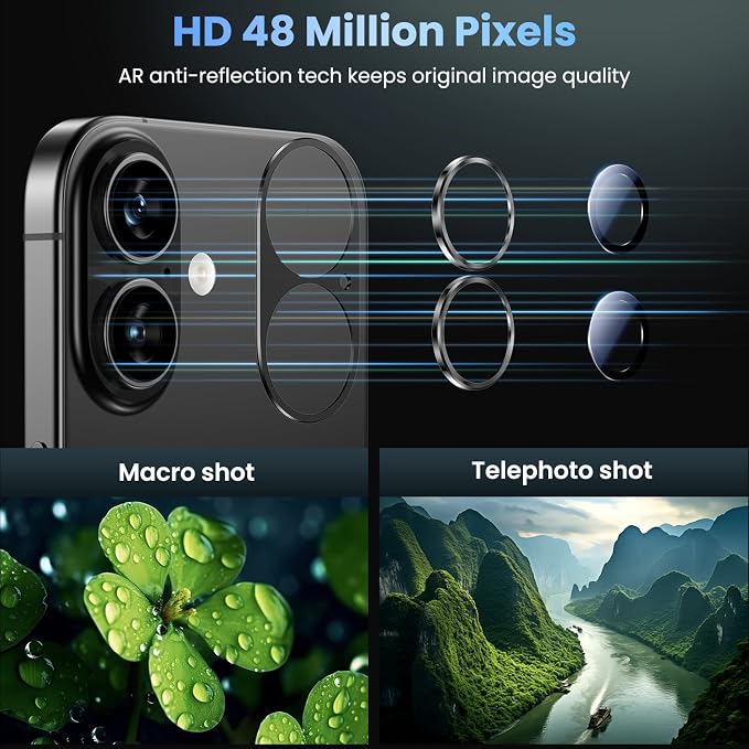 Uyiton for iPhone 17 Camera Lens Protector, Metal Frame Glass Cover | Not Easy to Break, Strong Adsorption, Case-Friendly, Metal 9H Sapphire Glass Rear Camera Screen Cover, Black - Image 3