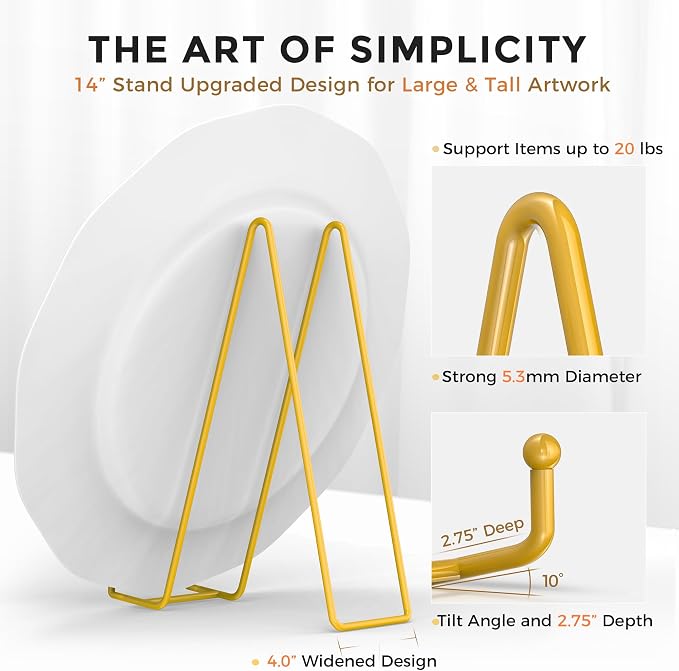 TR-LIFE 14 Inch Gold Metal Plate Stand (2 Pack) - Heavy Duty Display Easel for Large Plates, Frames, Platters and Art - Image 2