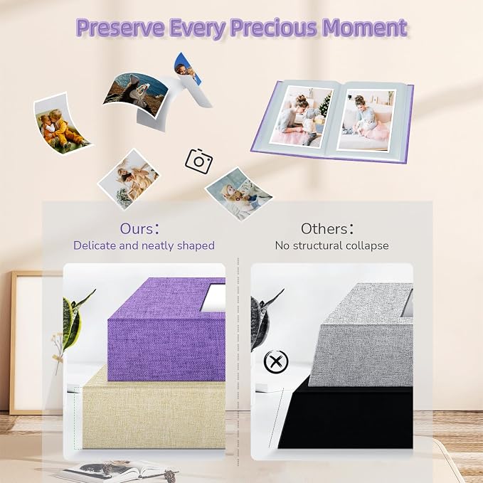 popotop Photo Album 4x6-100 Photos Photo Books with 100 Vertical Pockets,Linen Cover Albums for Family Wedding Anniversary Baby Vacation Pictures - Image 5