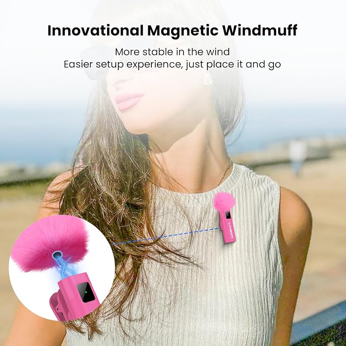 Pink Wireless Lavalier Microphone for iPhone, Noise Cancelling | Crystal clear audio with noise reduction, plug and play with Lightning connector, perfect for TikTok and vlog - Image 8