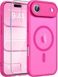 FNTCASE for iPhone Air Case, Fit for Magsafe, with Glass Screen Protector | Full Camera Protection, Translucent Matte, 14FT Military Grade Drop Proof, Shockproof Protective Phone Cover, Hot Pink by FNTCASE