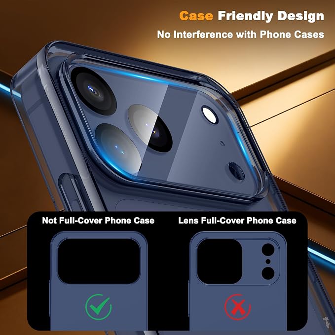 YWXTW 4 Pack Camera Lens Protector Compatible with iPhone 17 Pro (6.3 Inch), Full Coverage Tempered Glass Camera Lens Cover, [Night Shooting Mode] 0 Bubbles Case Friendly, High Definition - Image 5