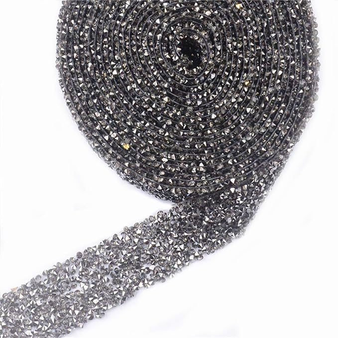 EORTA 1Yard X 3CM Rhinestone Beaded Trim Sparkling Crystal Rhinestone Hotfix Ribbon Iron on Applique Bling Chain Banding Belt for DIY Wedding Bridal Dress Embellishment Phone Wall Decor, Grey by EORTA