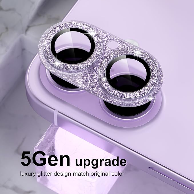 Choiche for iPhone 17 Camera Lens Protector, Glitter-Lavender | Bling Metal Camera Cover with 9H Tempered Glass Lens Screen Protector Accessories, Strong Adsorption, Case-Friendly - Image 6
