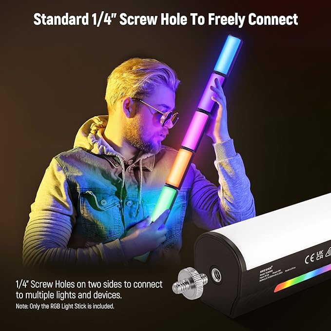 NEEWER Basic Magnetic Handheld Light Wand, 360° Full RGB Mini LED Video Light Stick, 2500mAh Battery, 2500-8500K Dimmable Camera Tube Light for Studio Photography TikTok YouTube Vlog, TL96RGB - Image 5