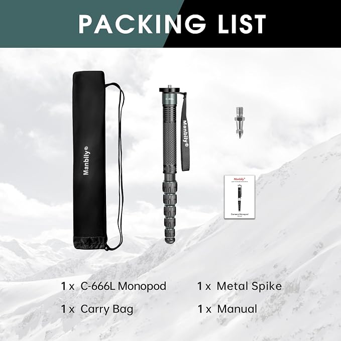 Camera Monopod 69-Inch 32mm Tube Carbon Fiber Walking Stick Monopods for Cameras 6 Sections Portable Compact Travel with Handle, Phone Clip Max. 33lbs for DSLR Video Camcorder Stand (C-666L) - Image 7