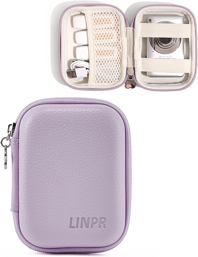 Digital Camera Case for KODAK PIXPRO FZ55/FZ45, Case Only, Purple | Fits CAMKORY DC403 and Canon PowerShot ELPH 360 HS Compact Digital Cameras, Small Hard Shell Camera Pouch with Mesh Pocket by Linpr