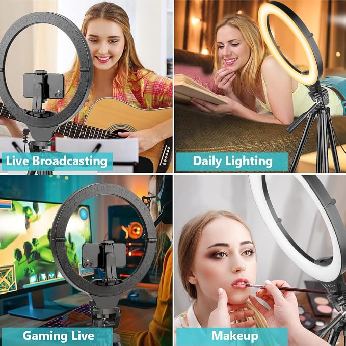 Sensyne 14" Ring Light with Tripod Stand, LED Circle Light with Phone Holder, for Photo Selfie, Video Recording, Zoom Meeting - Image 5