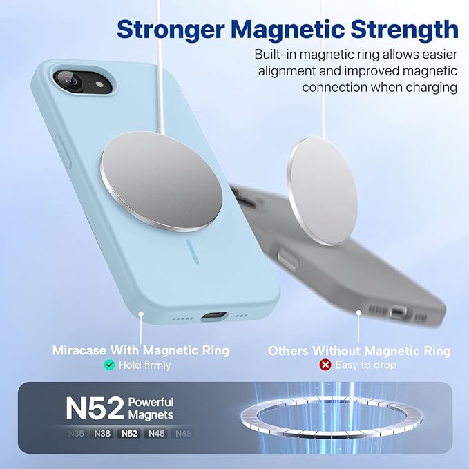 miracase Magnetic for iPhone 17e Case & iPhone 16e Case, [Soft Anti-Scratch Microfiber Lining], Compatible with MagSafe, Silicone Shockproof Protection Phone Case for iPhone 17e/16e, Clove Purple - Image 5