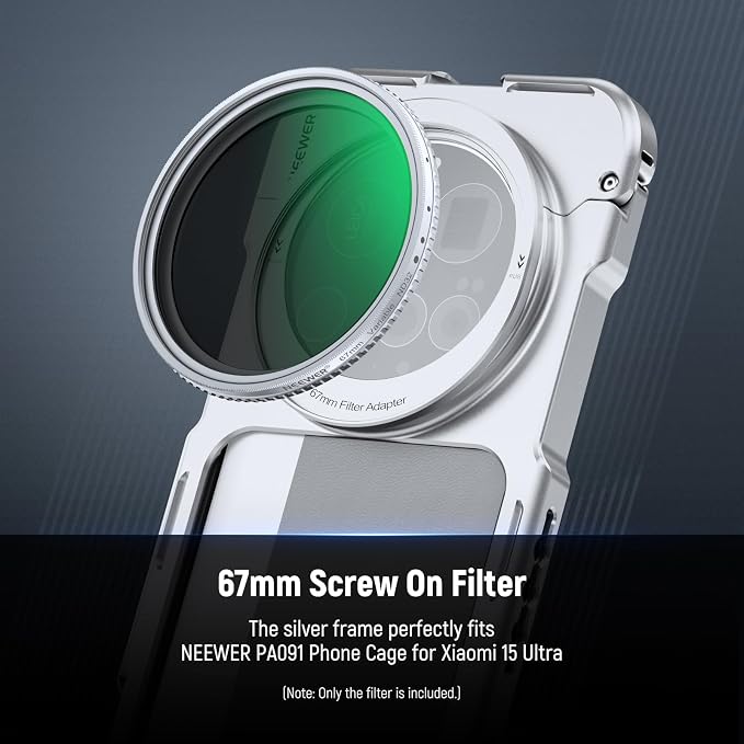 NEEWER 67mm Variable ND Filter, Slim HD ND2-32 Adjustable Neutral Density Filter Compatible with iPhone Android Samsung Camera Lens, Clip Not Included - Image 4