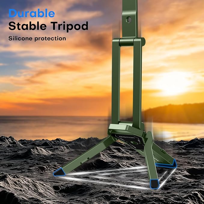 OMOTON TP06-E [3-Adjust] Sturdy Magnetic Phone Tripod for iPhone 17 Pro Max | Aluminium Phone Stand for MagSafe with Hook 1/4" Screw& Arca, Travel Essentials Gift for Vlog, Creators, Live, Green - Image 9