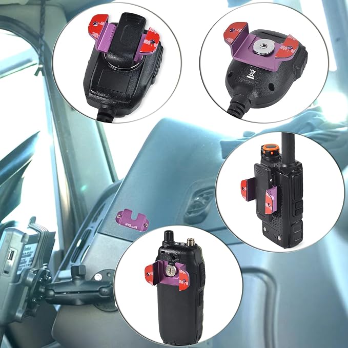 HYS Handheld Radio Holder - Belt Clip & Car/Truck/Table Mount | Universal Round Knob with Mounting Screws | for Motorola, Baofeng, Uniden, Cobra, Midland HT Radios & Mics - Image 6