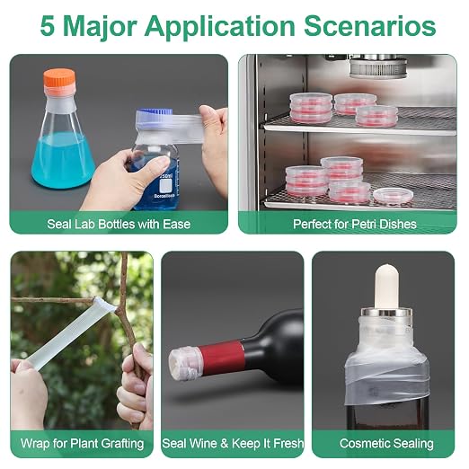 Lab Sealing Film Sheets, 1.2 inches (3cm) × 4 inches (10cm) (100pcs), Pre-Cut Plastic Wrap in Hard Case for Petri Dishes, Labware, Cryo Storage, Plant Grafting (BM-PSF-03) - Image 2