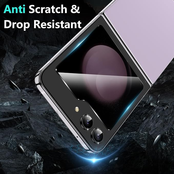 YWXTW [ 2023 Upgraded Alignment Tool for Samsung Galaxy Z Flip 5 Screen Protector, 2 Pack Inner Soft EPU + 2 Pack Front Tempered Glass + 2 PCS Metal Camera Lens Protector, Case Friendly - Image 3
