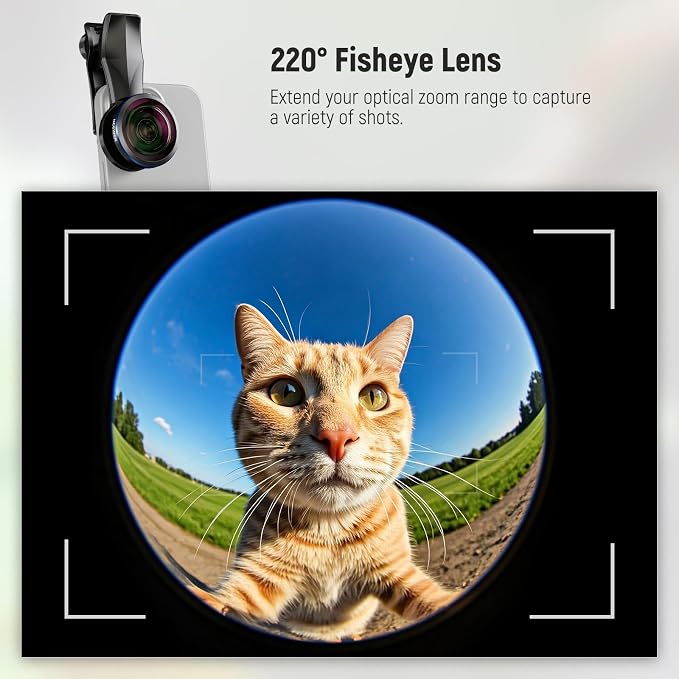 NEEWER 8mm Fisheye Lens with 220 Wide Angle & 17mm Thread Phone Lens Clip, Also for 17mm Threaded Phone Cage/Case/Clamp/Backplate, LS-29 PRO - Image 4
